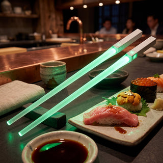 LED Chopsticks with Light Up Glowing Ends - green