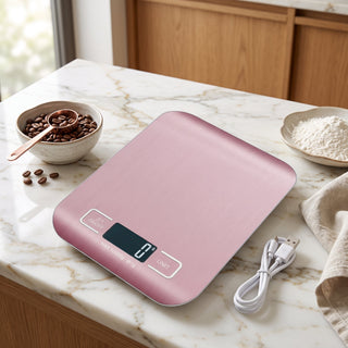 Kitchen Food Scale with Digital Display and USB Charging - pink 5kg-usb charging