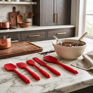 Spatula Set with Silicone Baking Tools - red