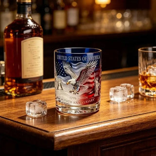 Whiskey Tumbler with Rotating Eagle Design