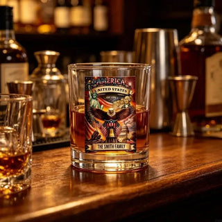Whiskey Tumbler with Rotating Eagle Design