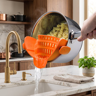 Pot Strainer with Adjustable Clip-On Stainless Steel - orange