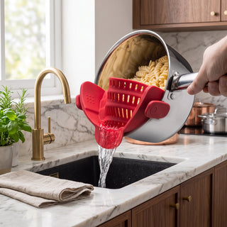 Pot Strainer with Adjustable Clip-On Stainless Steel - red