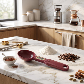 Kitchen Scale Measuring Spoon with LCD Display - red
