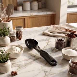 Kitchen Scale Measuring Spoon with LCD Display - black