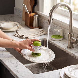 Kitchen Dish Scrub Brush With Soap Dispenser