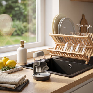 Kitchen Dish Scrub Brush With Soap Dispenser