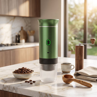 Espresso Coffee Maker with Wireless Portable Design - metallic green