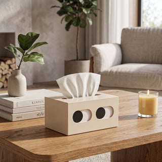 Tissue Box Holder with Freestanding Minimalist Design - white