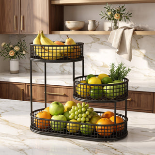 Multi-Tier Fruit Storage Basket In Stainless Steel - black
