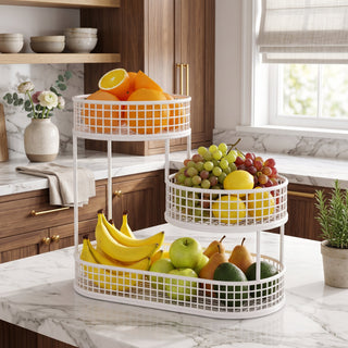 Multi-Tier Fruit Storage Basket In Stainless Steel - white