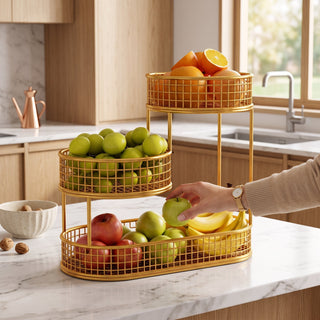 Multi-Tier Fruit Storage Basket In Stainless Steel