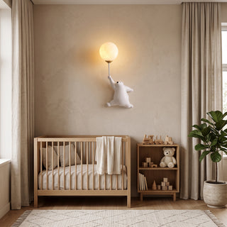 Cartoon polar bear LED wall light with Nordic style - white