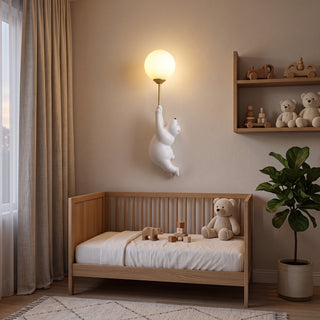 Cartoon polar bear LED wall light with Nordic style - white