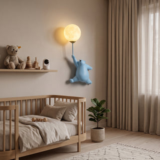Cartoon polar bear LED wall light with Nordic style - blue