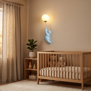 Cartoon polar bear LED wall light with Nordic style - blue