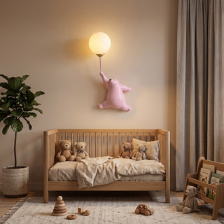 Cartoon polar bear LED wall light with Nordic style - pink