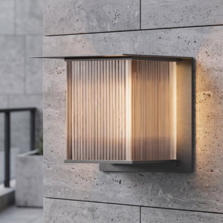 Modern ribbed glass outdoor LED wall light
