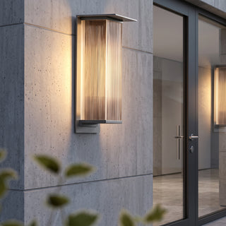 Modern ribbed glass outdoor LED wall light