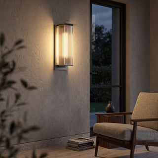 Modern ribbed glass outdoor LED wall light