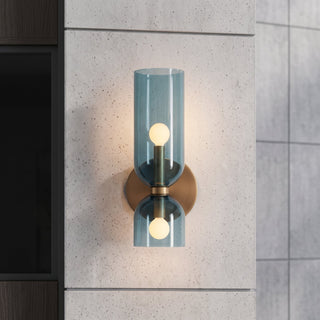Modern frosted glass up down LED wall light - blue