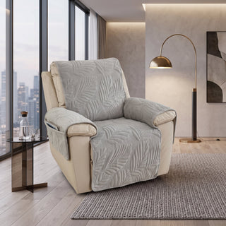 Armchair Cover with Quilted Non-Slip Protection - light gray