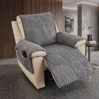 Armchair Cover with Quilted Non-Slip Protection - dark gray