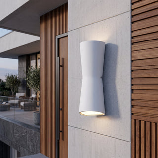 Double head outdoor LED wall light fixture - white
