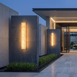 Rectangular marble LED indoor wall light fixture