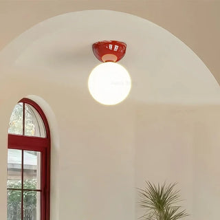 Semi Flush Ceiling Light With Vintage Glass Globe