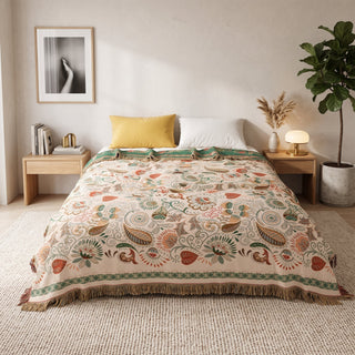 Throw Blanket With Boho Floral Pattern - acero pink