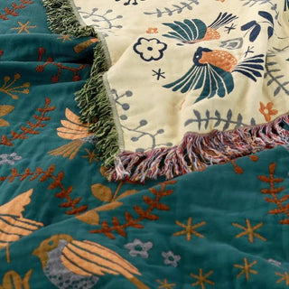 Throw Blanket With Reversible Nature Pattern