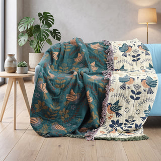 Throw Blanket With Reversible Nature Pattern