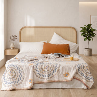 Throw Blanket With Boho Geometric Pattern