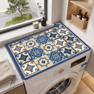 Washing Machine Protective Mat with Anti-Slip Design - blue plaid