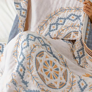 Throw Blanket With Boho Geometric Pattern