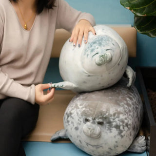 Round Plush Seal Pillow Toy for Nursery