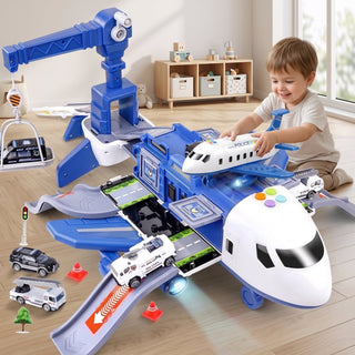 Kids Folding Airplane Playset with Airport Track