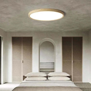 Flush Mount Ceiling Light With Round Wood Grain LED