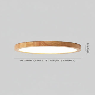 Flush Mount Ceiling Light With Round Wood Grain LED