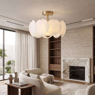Flush Mount Ceiling Light Fixture With Scalloped Glass