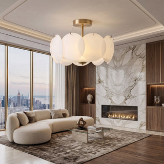 Flush Mount Ceiling Light Fixture With Scalloped Glass
