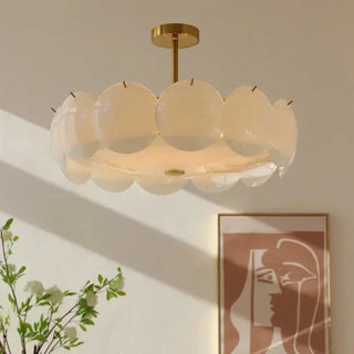 Flush Mount Ceiling Light Fixture With Scalloped Glass