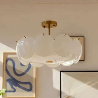 Flush Mount Ceiling Light Fixture With Scalloped Glass