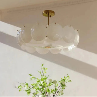 Flush Mount Ceiling Light Fixture With Scalloped Glass