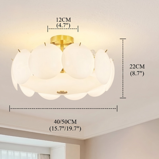 Flush Mount Ceiling Light Fixture With Scalloped Glass