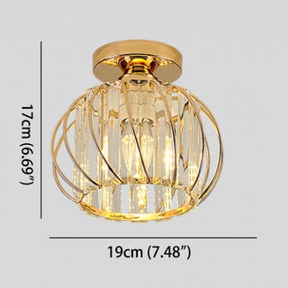 Flush Mount Ceiling Light Fixture With Vintage Glass Cage