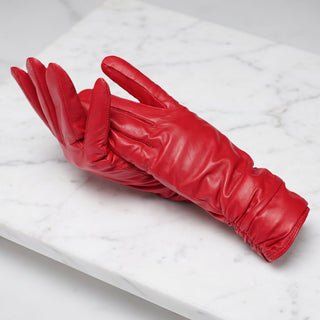 Women's Leather Winter Driving Gloves - red