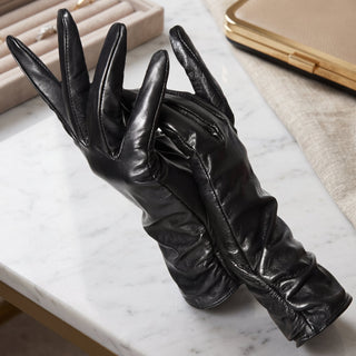 Women's Leather Winter Driving Gloves - black