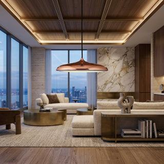 Pendant Light with Round Metal UFO Shape - rose gold